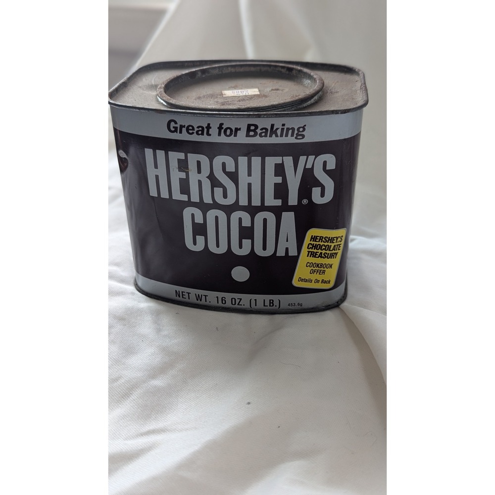 Vintage Hersheys Cocoa‎ 16 oz Tin 1986 Cookbook Offer Recipes Metal Advertising